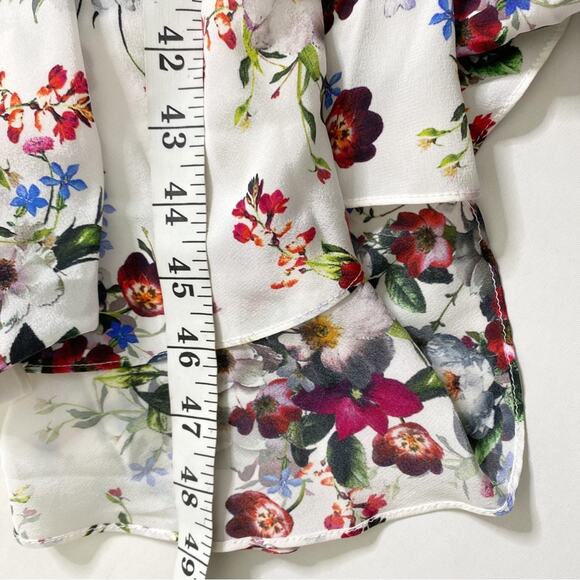 Marissa Webb Imani Floral Print Silk Lace Cutout Midi Dress White Size XS - Picture 7 of 7